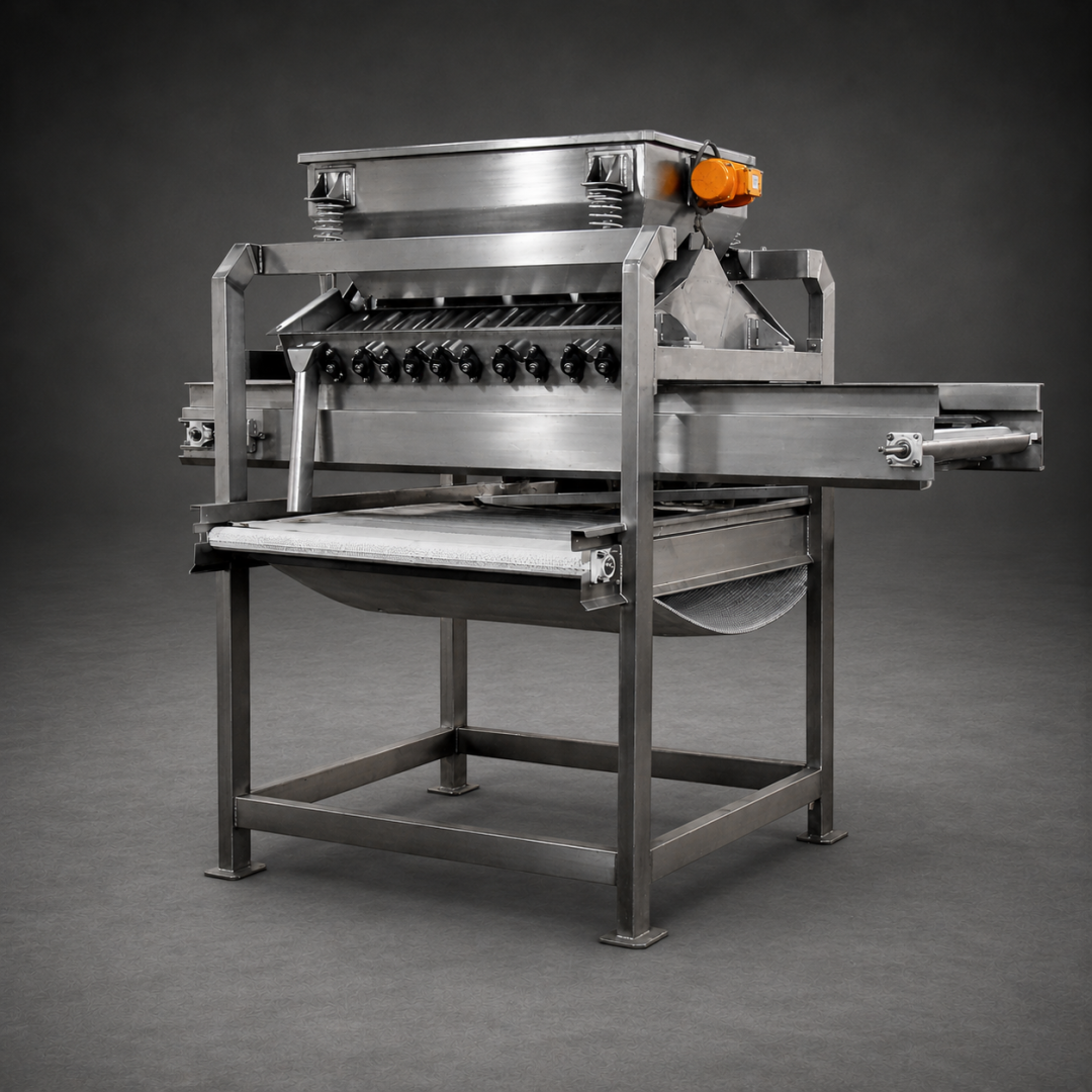 Peladora de frijoles industrial fabricada por Metal Pro Service para el procesamiento agroindustrial en Chile.