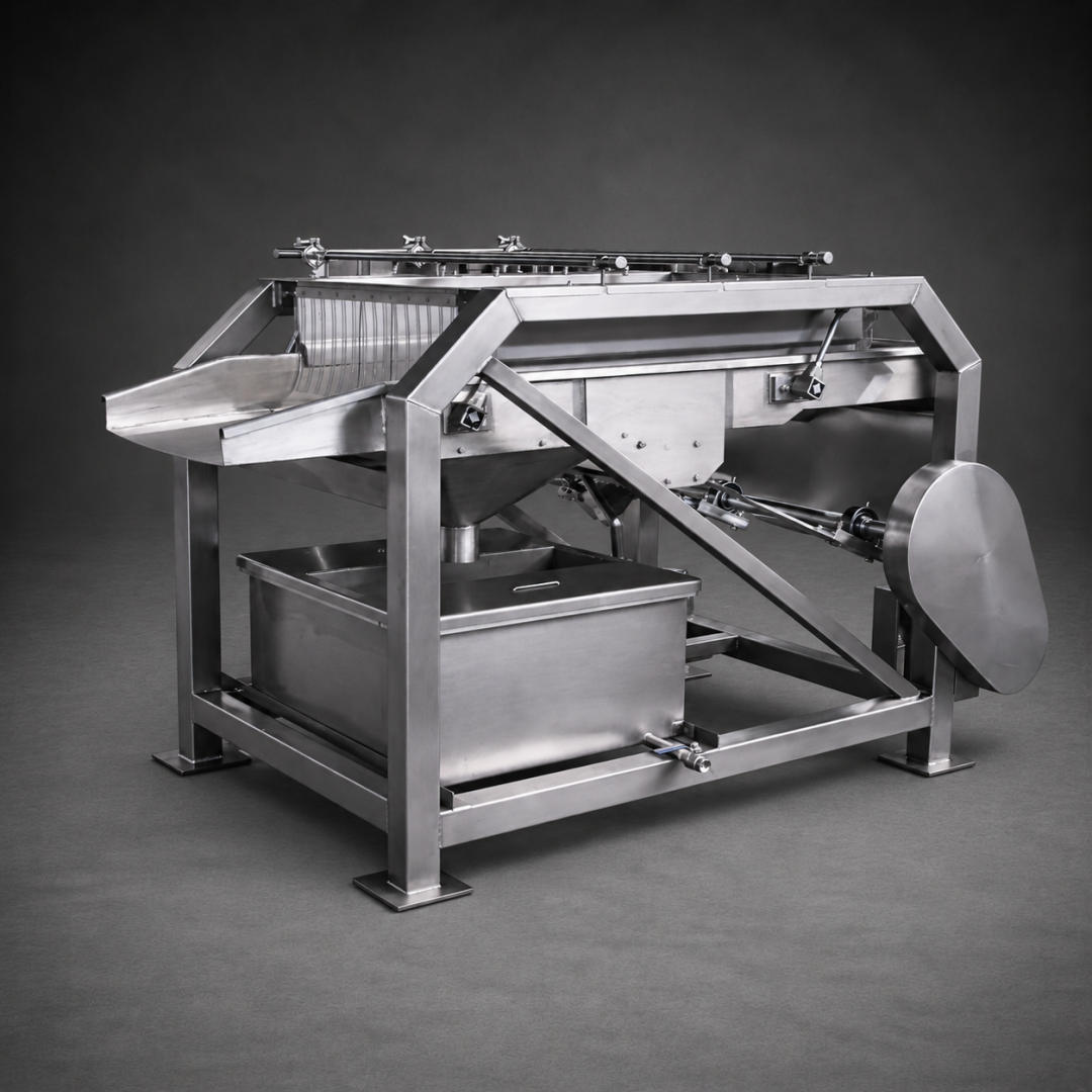 Zaranda lavadora de frutas industrial fabricada por Metal Pro Service para lavado y selección de frutas en Chile.