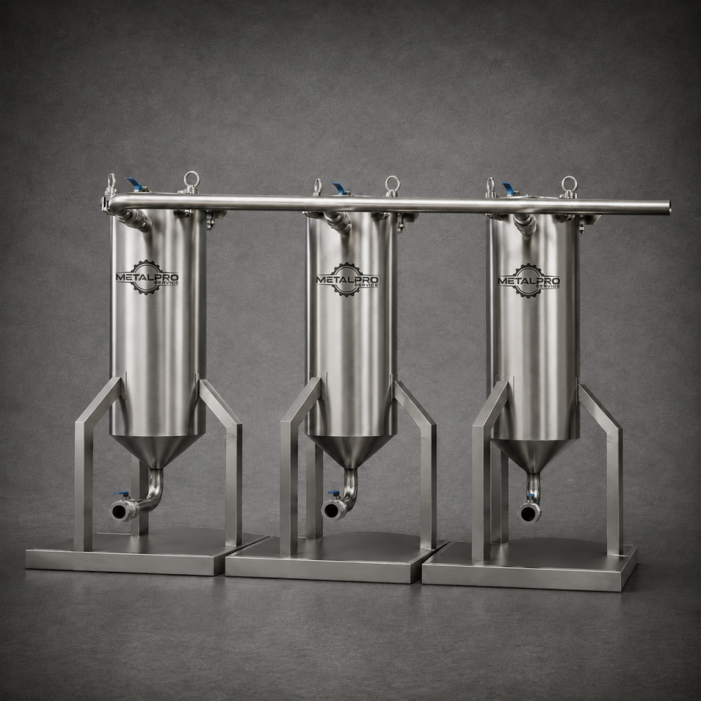 Estanque de acero inoxidable industrial fabricado por Metal Pro Service para almacenamiento y procesos industriales en Chile.