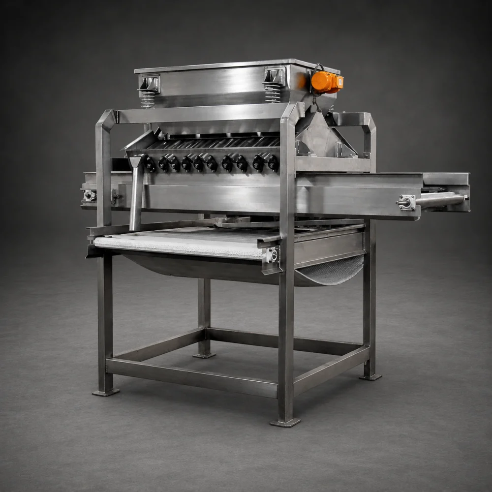 Peladora de frijoles industrial fabricada por Metal Pro Service para el procesamiento agroindustrial en Chile.